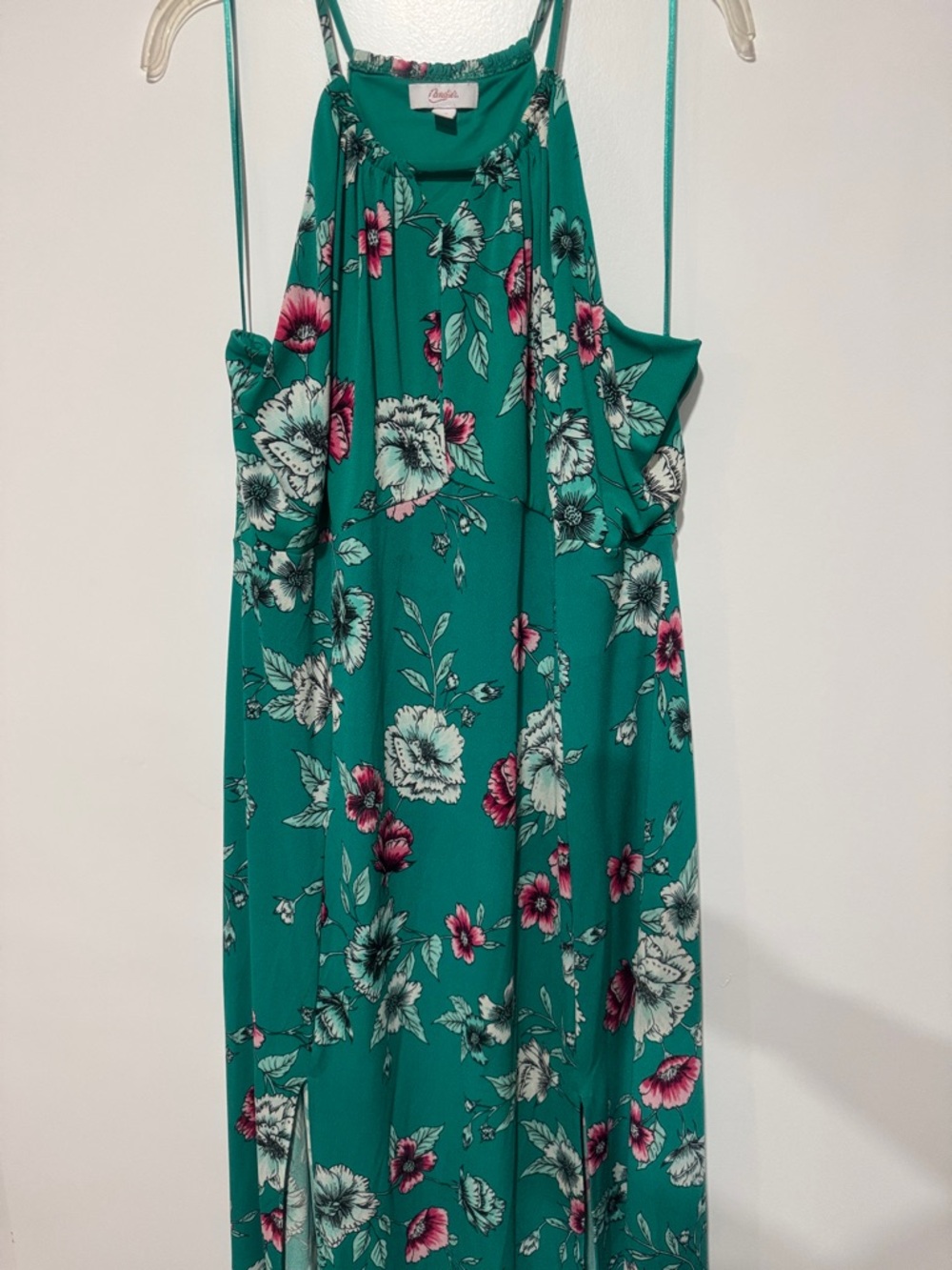 Candie's Teal Floral Maxi Dress with Pink and White Blooms